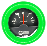 GAFFRIG 2 INCH ELECTRIC AMMETER GAUGE -60/+60 AMP FAT RIM (218) / LIME GREEN / BLACK