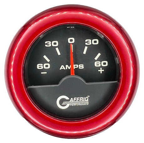 GAFFRIG 2 INCH ELECTRIC AMMETER GAUGE -60/+60 AMP FAT RIM (218) / RED / BLACK