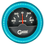 GAFFRIG 2 INCH ELECTRIC AMMETER GAUGE -60/+60 AMP FAT RIM (218) / TEAL / BLACK