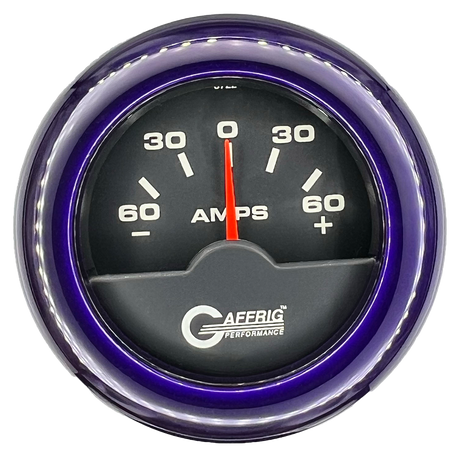 GAFFRIG 2 INCH ELECTRIC AMMETER GAUGE -60/+60 AMP FAT RIM (218) / PURPLE / BLACK