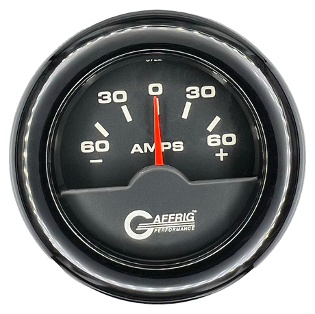 GAFFRIG 2 INCH ELECTRIC AMMETER GAUGE -60/+60 AMP FAT RIM (218) / BLACK / BLACK