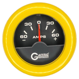 GAFFRIG 2 INCH ELECTRIC AMMETER GAUGE -60/+60 AMP FAT RIM (218) / YELLOW / BLACK