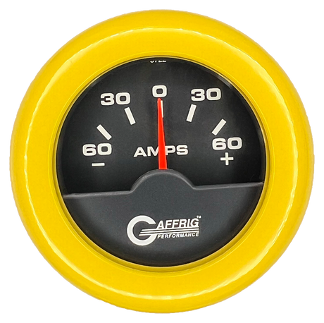 GAFFRIG 2 INCH ELECTRIC AMMETER GAUGE -60/+60 AMP FAT RIM (218) / YELLOW / BLACK