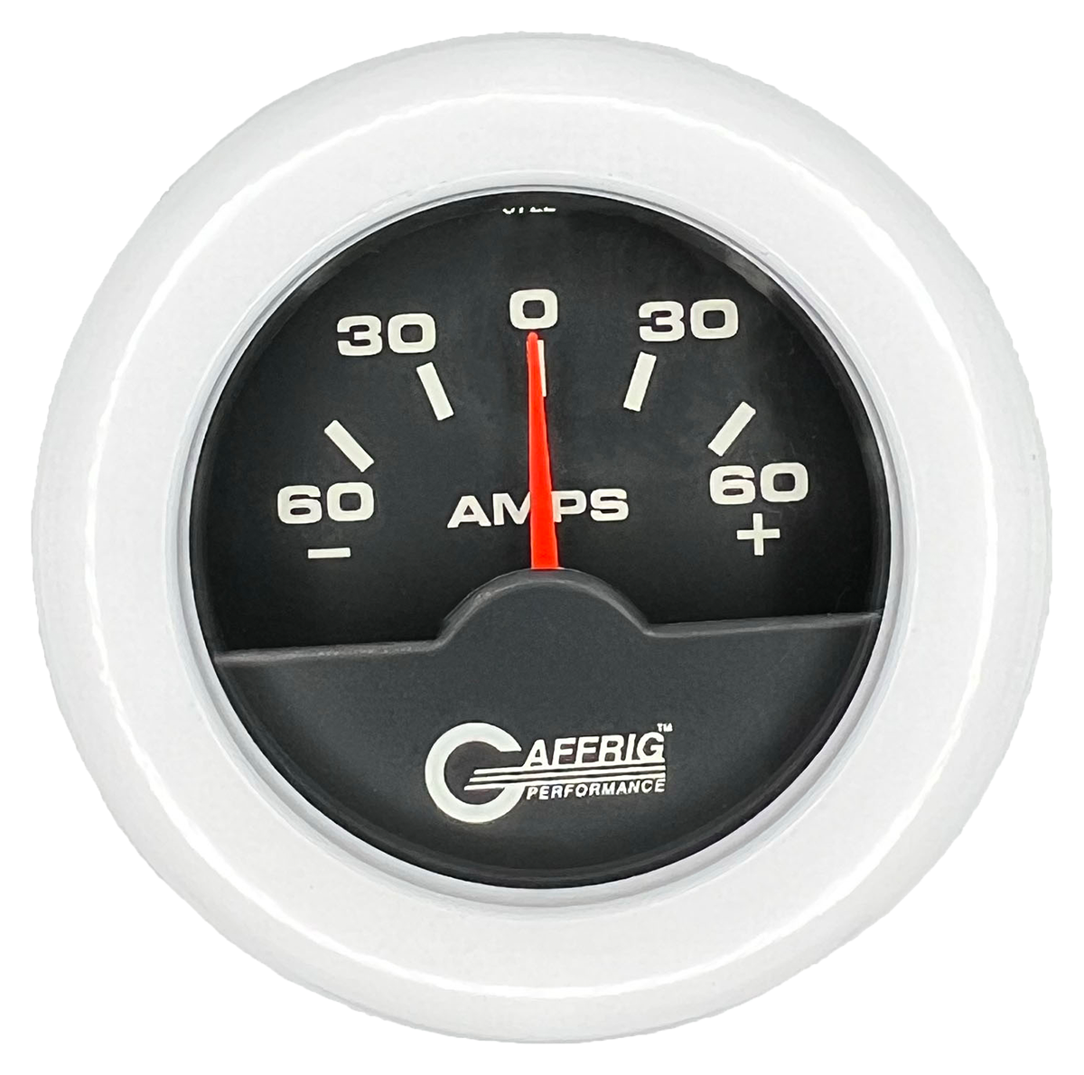 GAFFRIG 2 INCH ELECTRIC AMMETER GAUGE -60/+60 AMP FAT RIM (218) / WHITE / BLACK