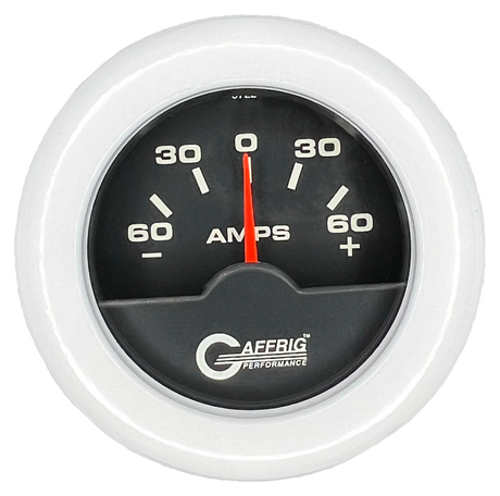 GAFFRIG 2 INCH ELECTRIC AMMETER GAUGE -60/+60 AMP FAT RIM (218) / WHITE / BLACK