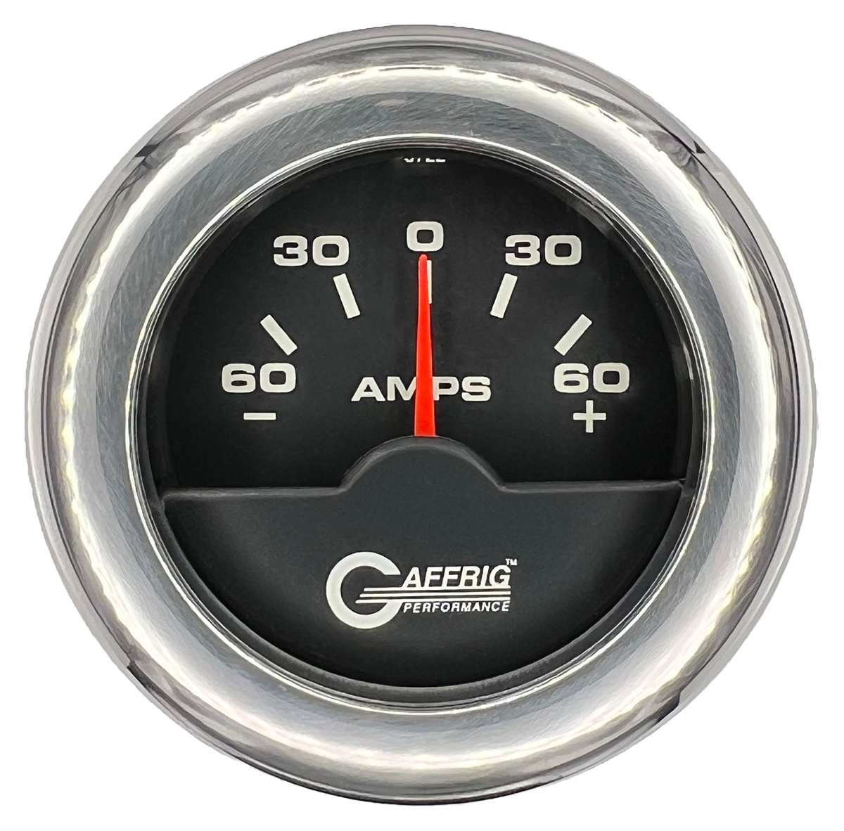 GAFFRIG 2 INCH ELECTRIC AMMETER GAUGE -60/+60 AMP FAT RIM (218) / CHROME/POLISHED / BLACK