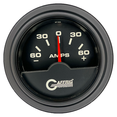 GAFFRIG 2 INCH ELECTRIC AMMETER GAUGE -60/+60 AMP STEP RIM (002) / BLACK / BLACK