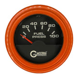 GAFFRIG 2 INCH ELECTRIC FUEL PRESSURE GAUGE 0-100 PSI STEP RIM (002) / ORANGE / BLACK