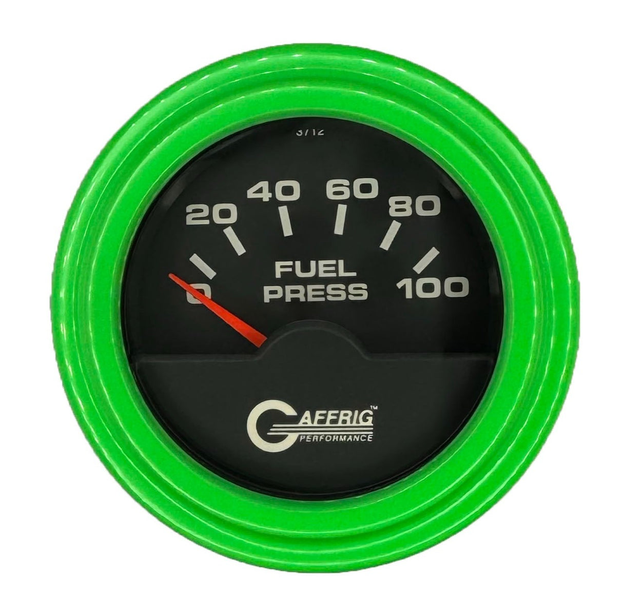 GAFFRIG 2 INCH ELECTRIC FUEL PRESSURE GAUGE 0-100 PSI STEP RIM (002) / LIME GREEN / BLACK