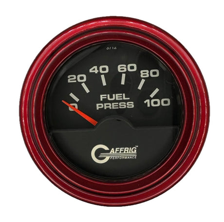 GAFFRIG 2 INCH ELECTRIC FUEL PRESSURE GAUGE 0-100 PSI STEP RIM (002) / RED / BLACK