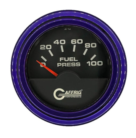 GAFFRIG 2 INCH ELECTRIC FUEL PRESSURE GAUGE 0-100 PSI STEP RIM (002) / PURPLE / BLACK