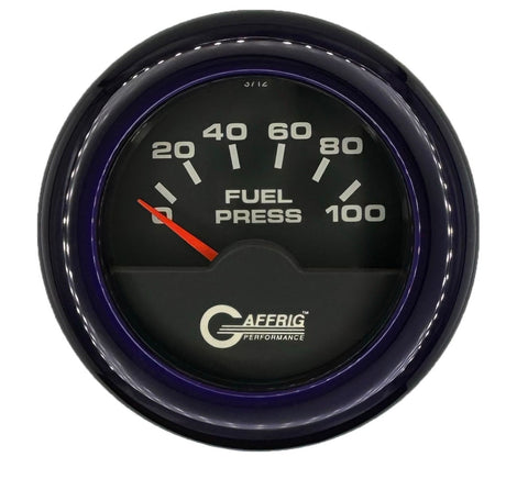 GAFFRIG 2 INCH ELECTRIC FUEL PRESSURE GAUGE 0-100 PSI FAT RIM (218) / PURPLE / BLACK