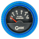 GAFFRIG 2 INCH ELECTRIC FUEL PRESSURE GAUGE 0-15 PSI STEP RIM (002) / BLUE / BLACK