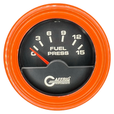 GAFFRIG 2 INCH ELECTRIC FUEL PRESSURE GAUGE 0-15 PSI STEP RIM (002) / ORANGE / BLACK