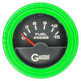 GAFFRIG 2 INCH ELECTRIC FUEL PRESSURE GAUGE 0-15 PSI STEP RIM (002) / LIME GREEN / BLACK