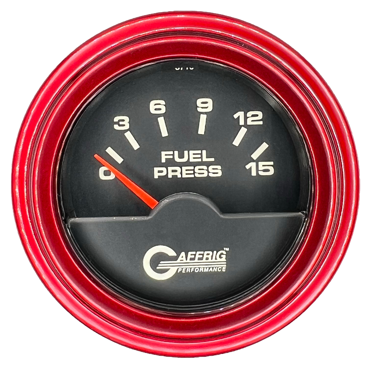 GAFFRIG 2 INCH ELECTRIC FUEL PRESSURE GAUGE 0-15 PSI STEP RIM (002) / RED / BLACK