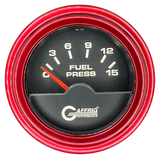 GAFFRIG 2 INCH ELECTRIC FUEL PRESSURE GAUGE 0-15 PSI STEP RIM (002) / RED / BLACK