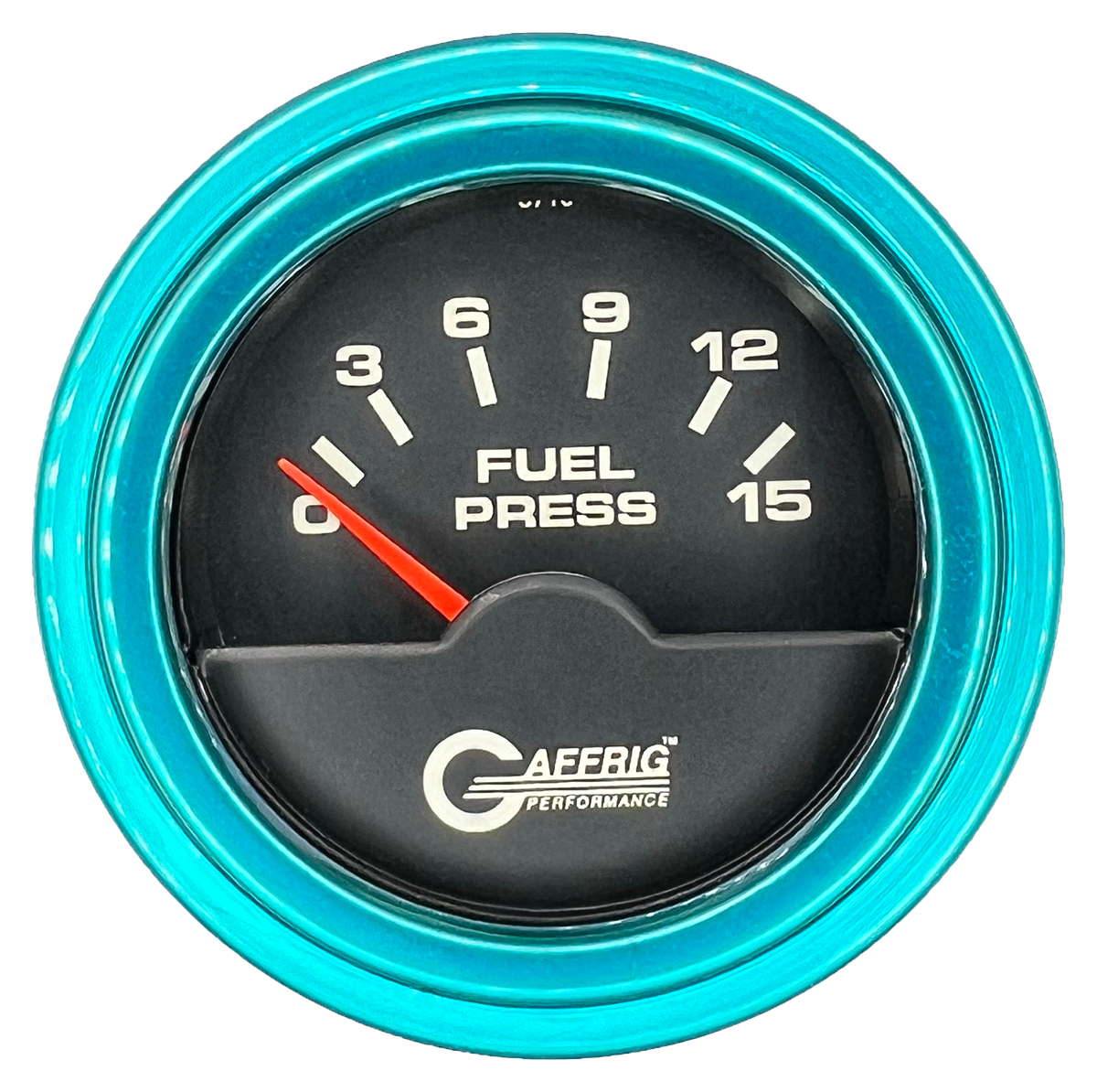 GAFFRIG 2 INCH ELECTRIC FUEL PRESSURE GAUGE 0-15 PSI STEP RIM (002) / TEAL / BLACK