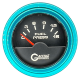 GAFFRIG 2 INCH ELECTRIC FUEL PRESSURE GAUGE 0-15 PSI STEP RIM (002) / TEAL / BLACK