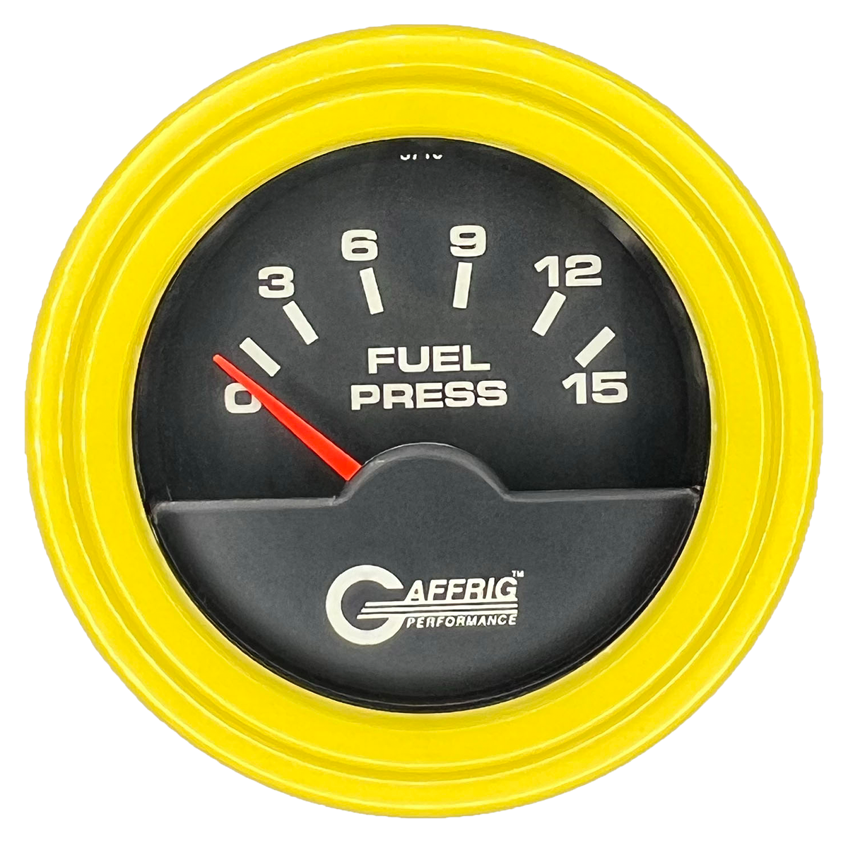 GAFFRIG 2 INCH ELECTRIC FUEL PRESSURE GAUGE 0-15 PSI STEP RIM (002) / YELLOW / BLACK