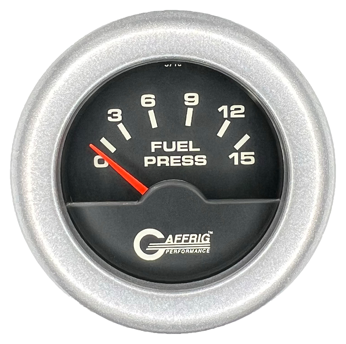 GAFFRIG 2 INCH ELECTRIC FUEL PRESSURE GAUGE 0-15 PSI FAT RIM (218) / PLATINUM / BLACK