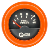 GAFFRIG 2 INCH ELECTRIC FUEL PRESSURE GAUGE 0-15 PSI FAT RIM (218) / ORANGE / BLACK