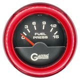 GAFFRIG 2 INCH ELECTRIC FUEL PRESSURE GAUGE 0-15 PSI FAT RIM (218) / RED / BLACK