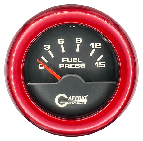 GAFFRIG 2 INCH ELECTRIC FUEL PRESSURE GAUGE 0-15 PSI FAT RIM (218) / RED / BLACK