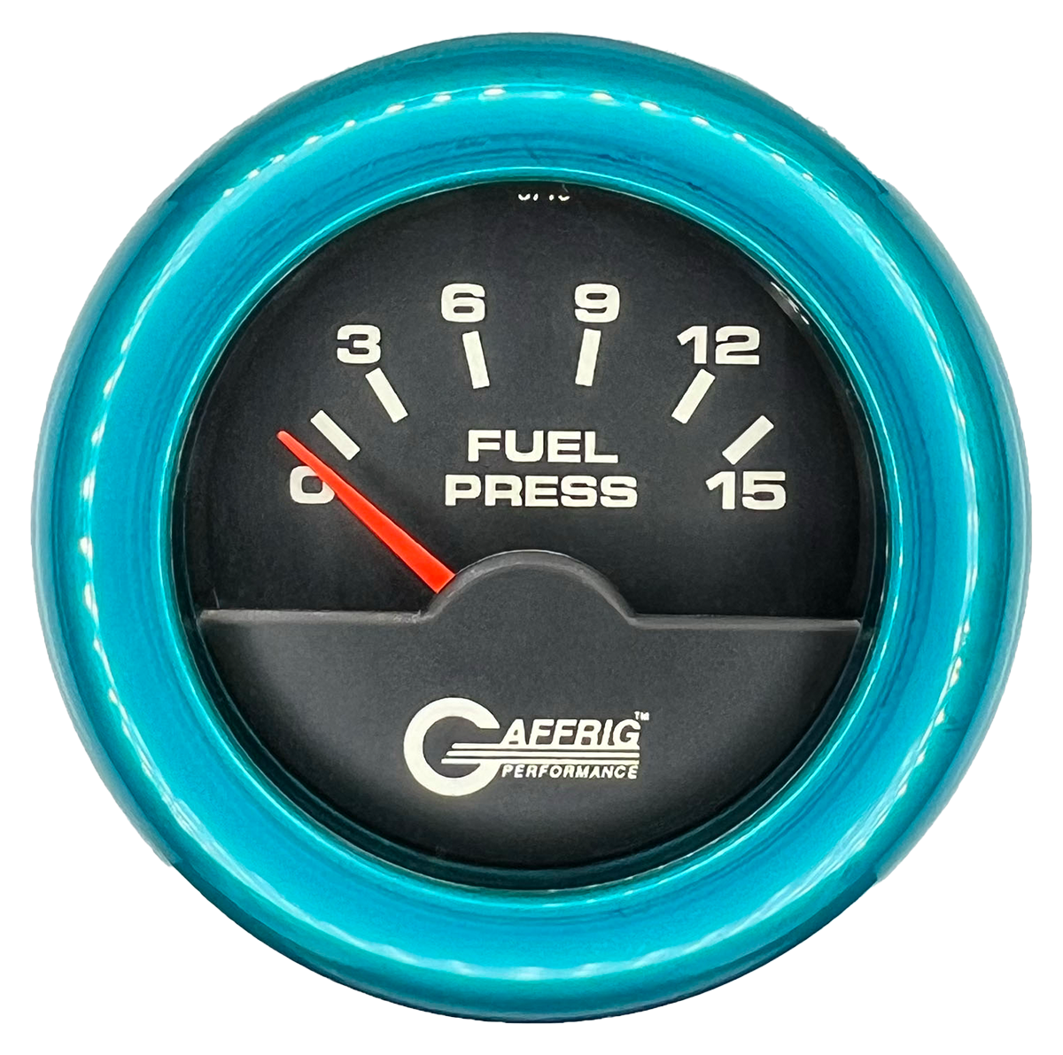 GAFFRIG 2 INCH ELECTRIC FUEL PRESSURE GAUGE 0-15 PSI FAT RIM (218) / TEAL / BLACK