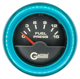 GAFFRIG 2 INCH ELECTRIC FUEL PRESSURE GAUGE 0-15 PSI FAT RIM (218) / TEAL / BLACK