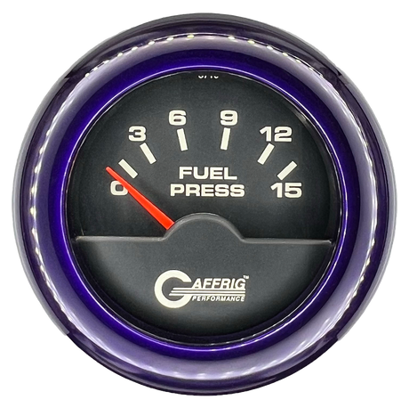 GAFFRIG 2 INCH ELECTRIC FUEL PRESSURE GAUGE 0-15 PSI FAT RIM (218) / PURPLE / BLACK