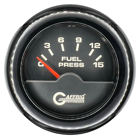 GAFFRIG 2 INCH ELECTRIC FUEL PRESSURE GAUGE 0-15 PSI FAT RIM (218) / BLACK / BLACK