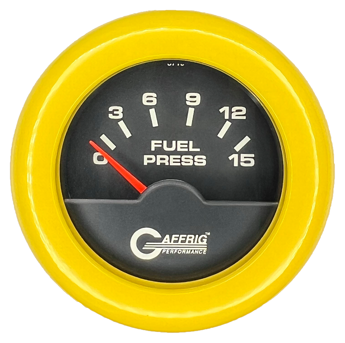 GAFFRIG 2 INCH ELECTRIC FUEL PRESSURE GAUGE 0-15 PSI FAT RIM (218) / YELLOW / BLACK