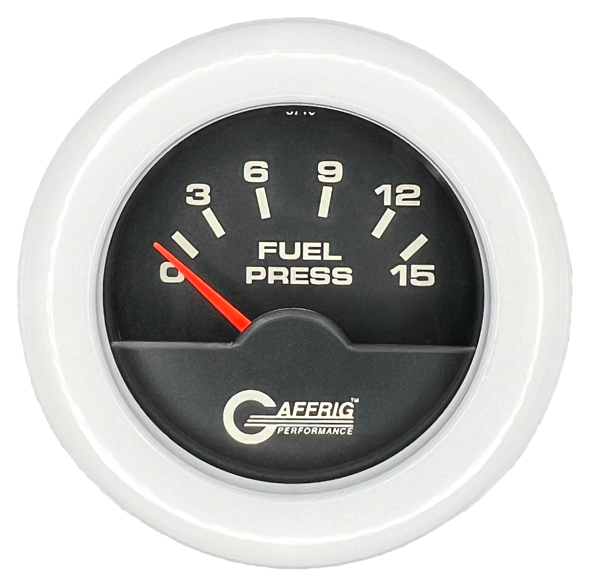 GAFFRIG 2 INCH ELECTRIC FUEL PRESSURE GAUGE 0-15 PSI FAT RIM (218) / WHITE / BLACK