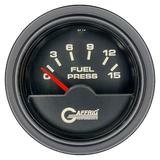 GAFFRIG 2 INCH ELECTRIC FUEL PRESSURE GAUGE 0-15 PSI STEP RIM (002) / BLACK / BLACK