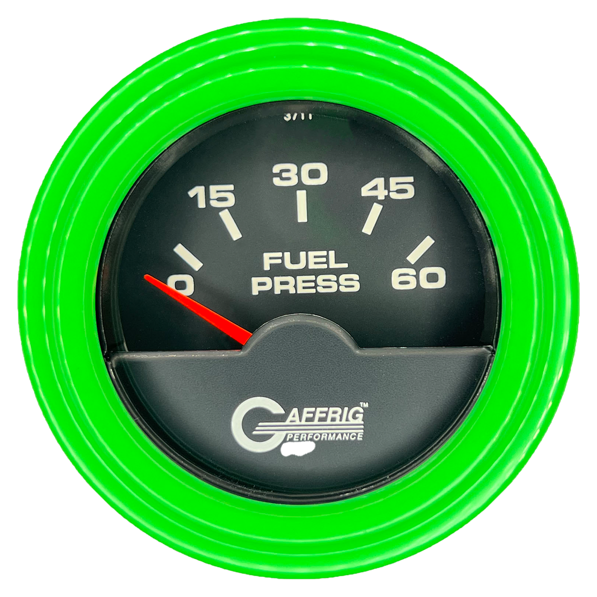 GAFFRIG 2 INCH ELECTRIC FUEL PRESSURE 0-60 PSI STEP RIM (002) / LIME GREEN / BLACK