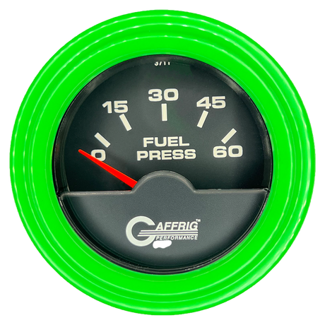 GAFFRIG 2 INCH ELECTRIC FUEL PRESSURE 0-60 PSI STEP RIM (002) / LIME GREEN / BLACK