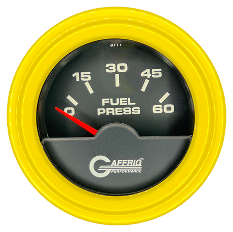 GAFFRIG 2 INCH ELECTRIC FUEL PRESSURE 0-60 PSI STEP RIM (002) / YELLOW / BLACK