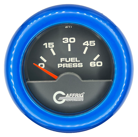 GAFFRIG 2 INCH ELECTRIC FUEL PRESSURE 0-60 PSI FAT RIM (218) / BLUE / BLACK