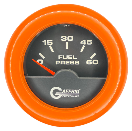 GAFFRIG 2 INCH ELECTRIC FUEL PRESSURE 0-60 PSI FAT RIM (218) / ORANGE / BLACK