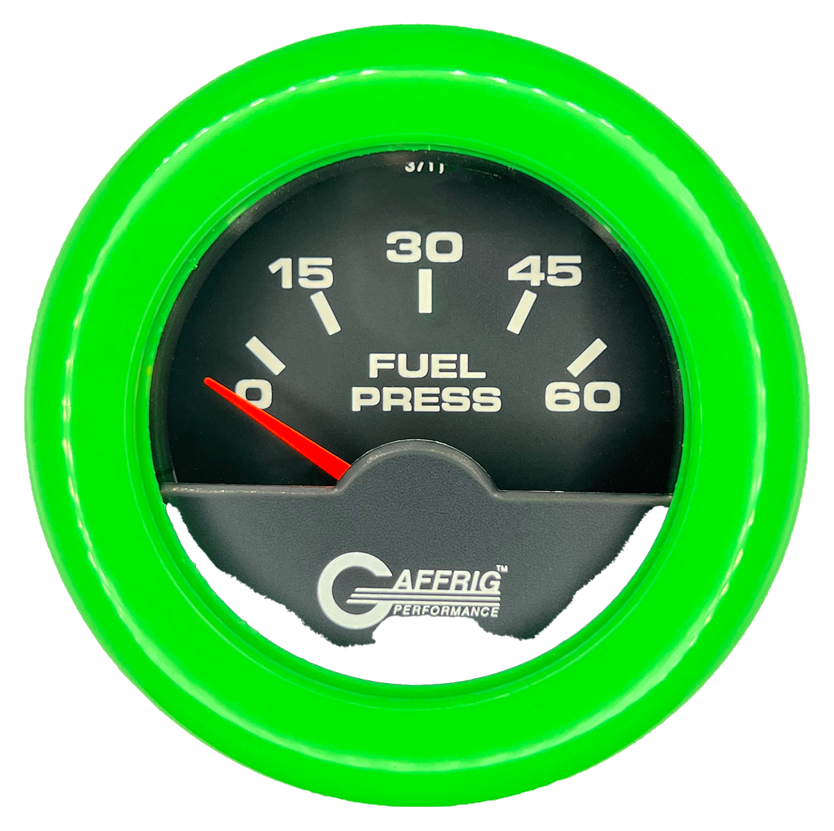 GAFFRIG 2 INCH ELECTRIC FUEL PRESSURE 0-60 PSI FAT RIM (218) / LIME GREEN / BLACK