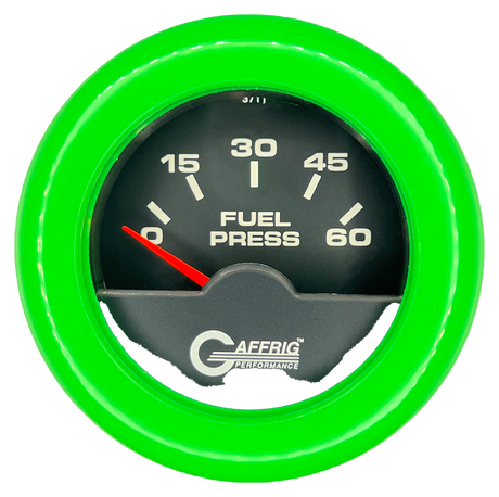 GAFFRIG 2 INCH ELECTRIC FUEL PRESSURE 0-60 PSI FAT RIM (218) / LIME GREEN / BLACK