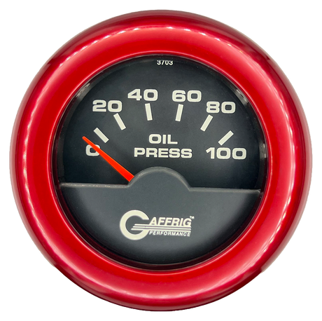 GAFFRIG 2 INCH ELECTRIC OIL PRESSURE GAUGE 0-100 PSI FAT RIM (218) / RED / BLACK