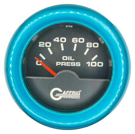 GAFFRIG 2 INCH ELECTRIC OIL PRESSURE GAUGE 0-100 PSI FAT RIM (218) / TEAL / BLACK