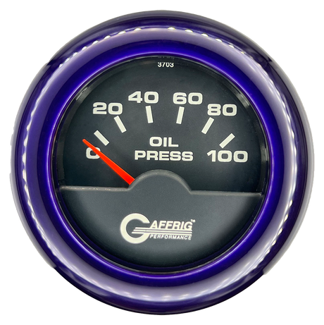 GAFFRIG 2 INCH ELECTRIC OIL PRESSURE GAUGE 0-100 PSI FAT RIM (218) / PURPLE / BLACK