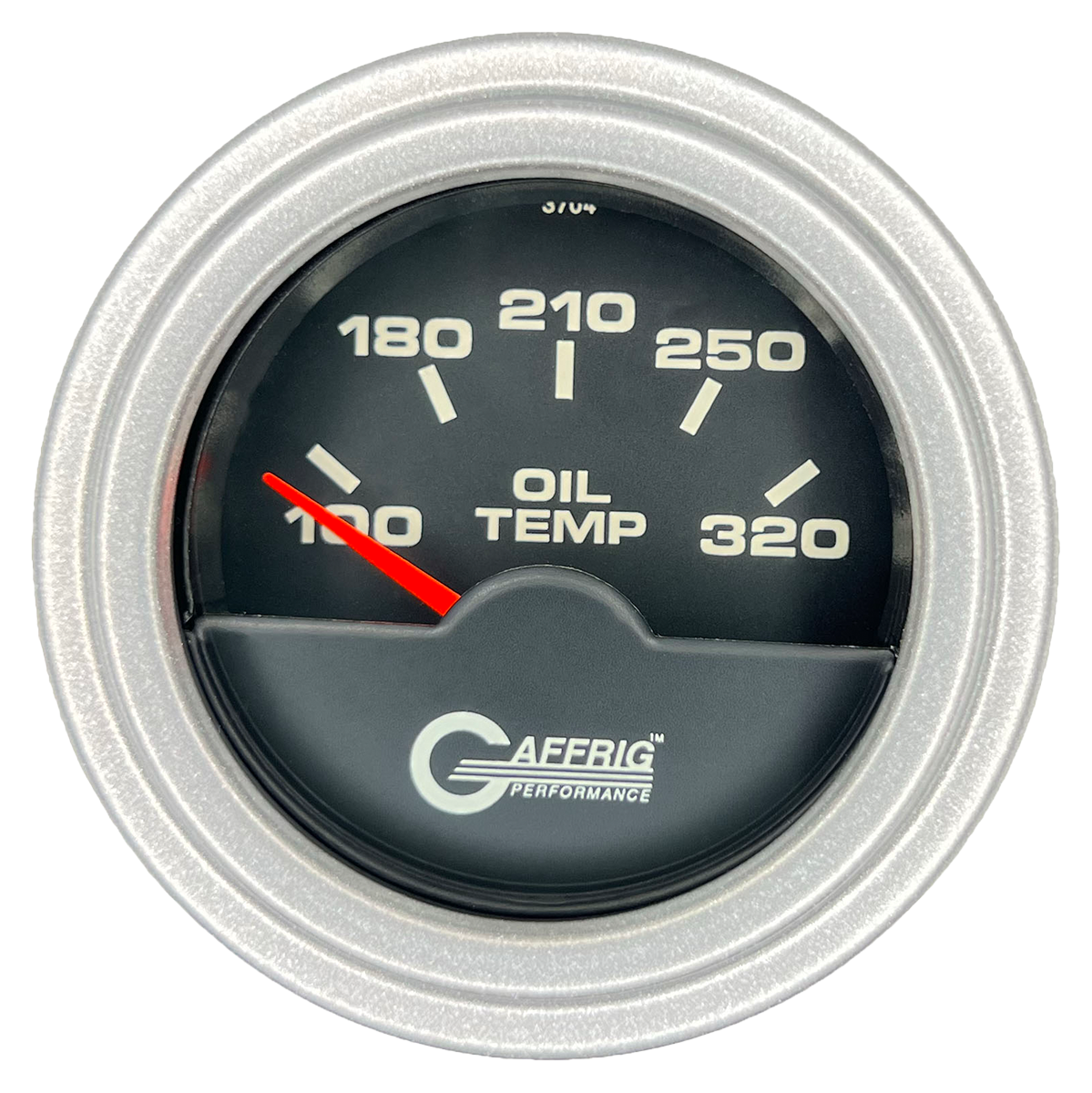 GAFFRIG 2 INCH ELECTRIC OIL TEMP GAUGE 100-320 F STEP RIM (002) / PLATINUM / BLACK