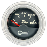 GAFFRIG 2 INCH ELECTRIC OIL TEMP GAUGE 100-320 F STEP RIM (002) / PLATINUM / BLACK