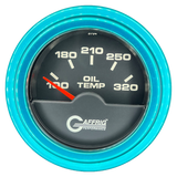 GAFFRIG 2 INCH ELECTRIC OIL TEMP GAUGE 100-320 F STEP RIM (002) / TEAL / BLACK