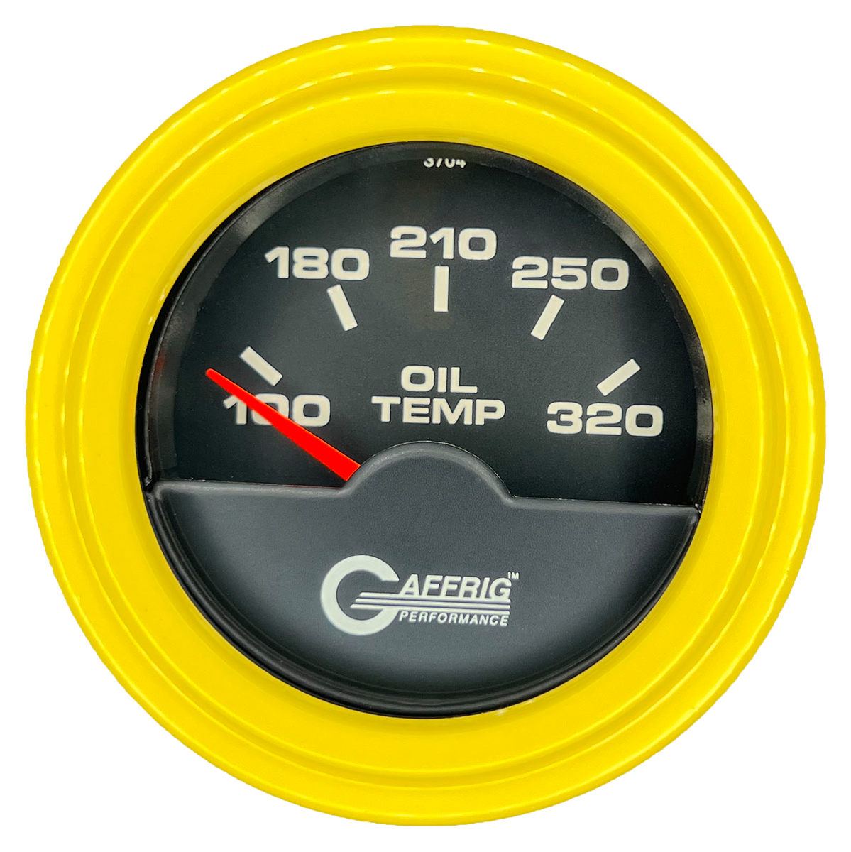 GAFFRIG 2 INCH ELECTRIC OIL TEMP GAUGE 100-320 F STEP RIM (002) / YELLOW / BLACK