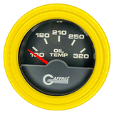 GAFFRIG 2 INCH ELECTRIC OIL TEMP GAUGE 100-320 F STEP RIM (002) / YELLOW / BLACK